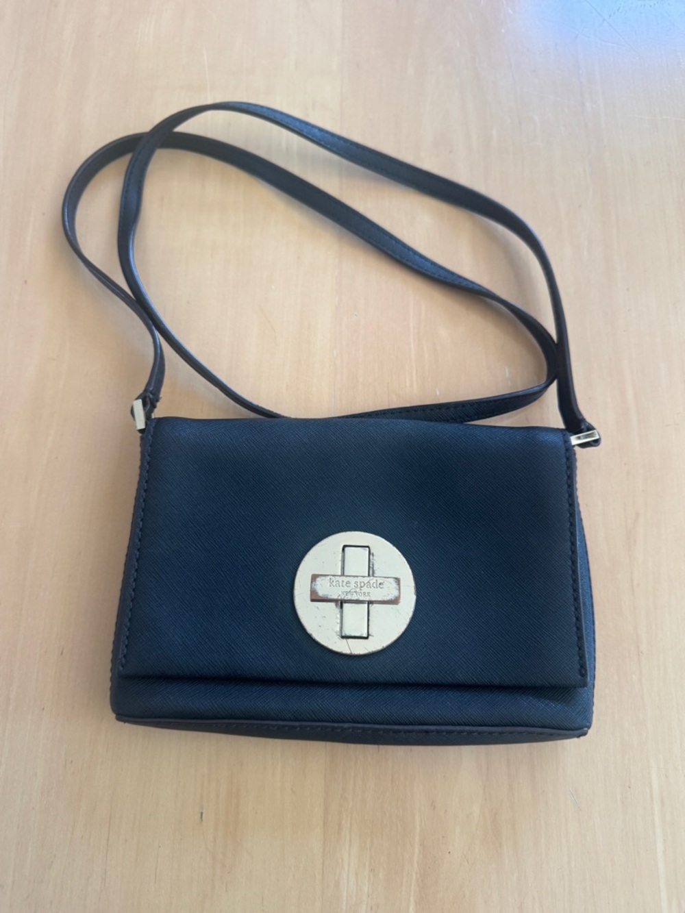 kate spade Black Crossbody Bag with Gold Turnlock